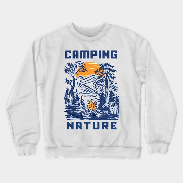 Camping on Nature Landscape Crewneck Sweatshirt by RiyanRizqi